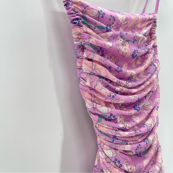 Free People Romantic Milkshake Mesh Butterfly Ruched Fairy Lace Up Boho Bodysuit - Picture 8 of 16